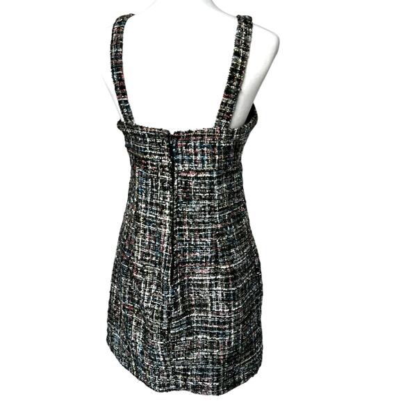 FRANCESCA'S NWT Mi Ami Women Medium Mini Dress Pink Black Metallic Sparkle Tweed - Picture 2 of 10